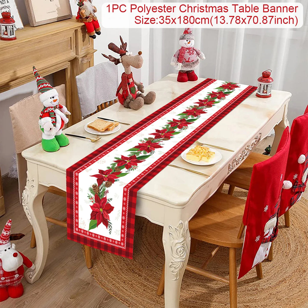 Christmas Table Runner Cloth Merry Christmas Decoration for Home 2025 Tablecloth Xmas Ornament Navidad Natal New Year Gift 2026