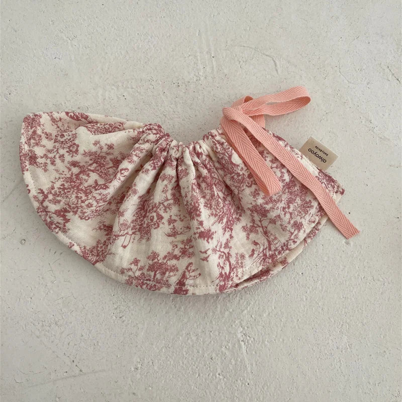 4Layers Cotton Gauze Baby Bibs Toddlers Newborns Printing Ruffle Feeding Burp Cloths Apron Baby Saliva Towel Drool Bib