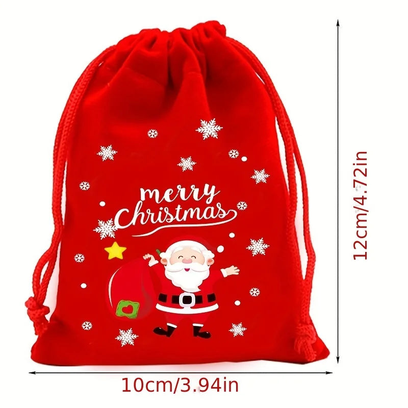 8/12/30pcs Christmas Velvet Drawstring Gift Bag , Suitable for Christmas, Halloween, Party Gifts, Weddings, Birthdays
