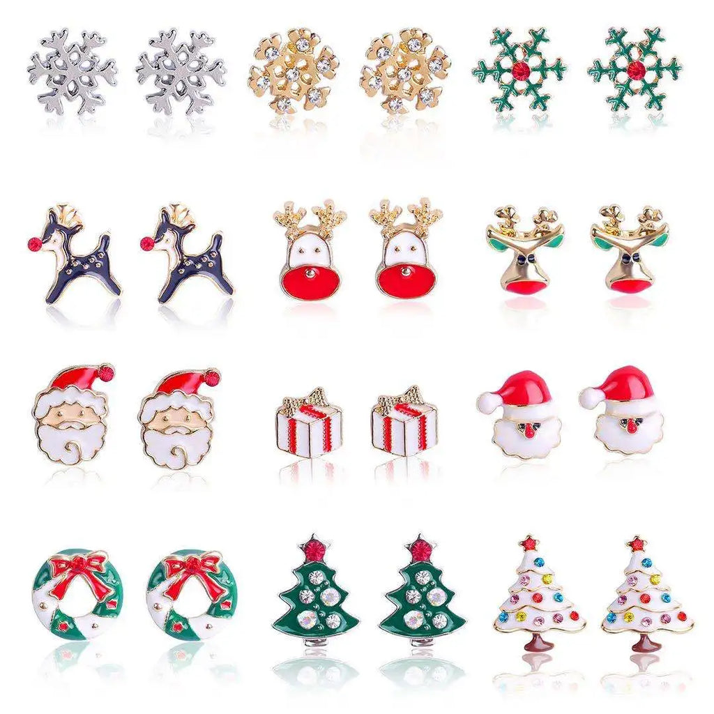Christmas Holiday Drop Earrings Rhinestone Imitation Pearl Snowflake Xmas Tree Star Bell Dangle Party Jewelry Gift For Women Men