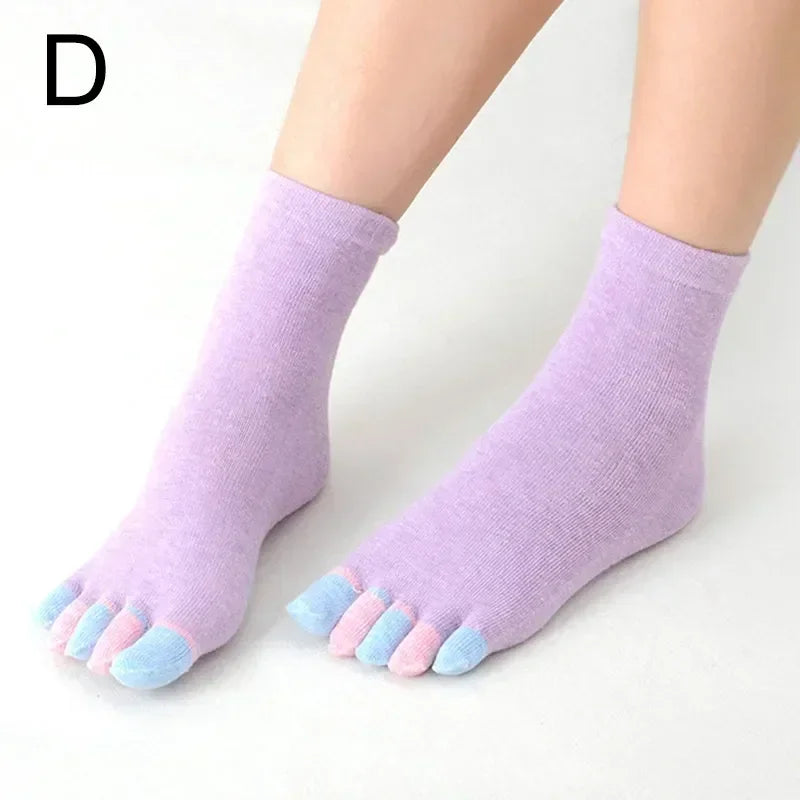 12 Candy Colors Five Finger Socks Casual Cute Individual Breathable Women Toe Socking Party Birthday Gift One-Size Women Socks