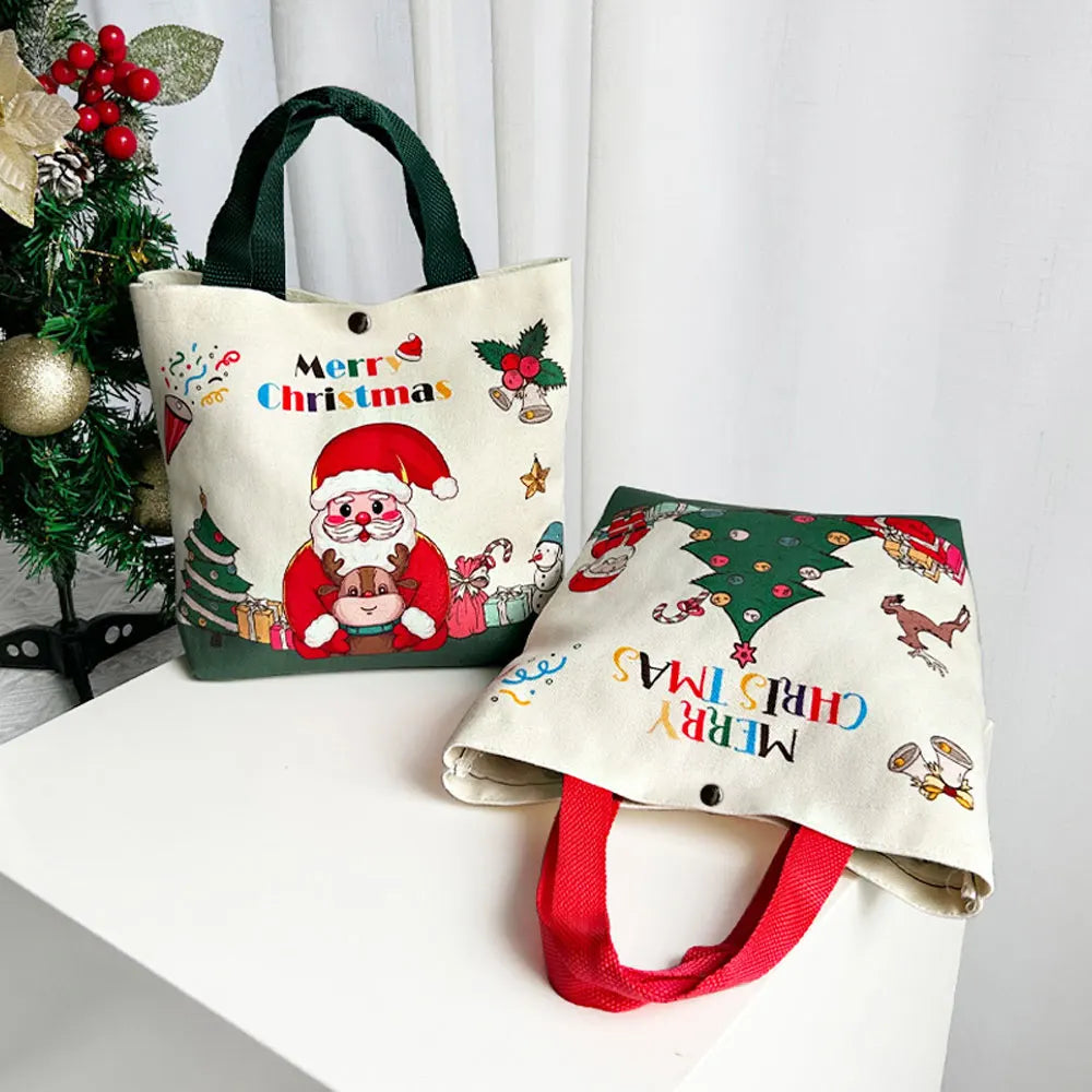 Christmas Gift Bag Cartoon Santa Claus Elk Xmas Tree Handheld Canvas Bag Merry Christmas Decor Natal Navidad Happy New Year 2026