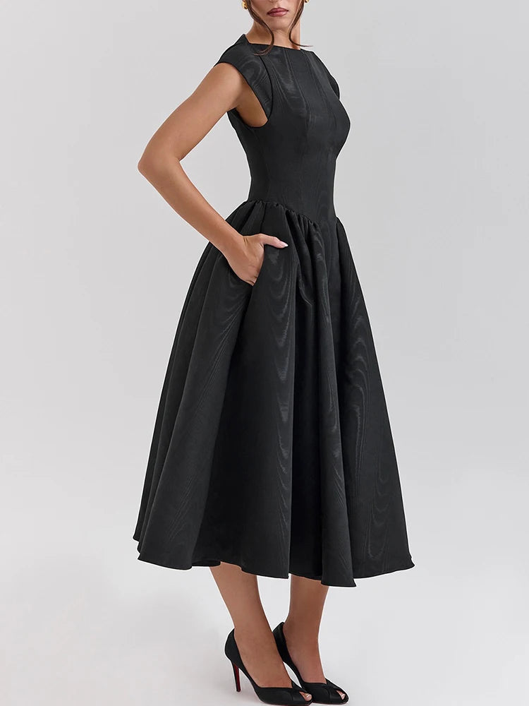 Spring and Summer Backless Round Neck Sleeveless Vest Dress Women French Niche Medium Long Dress