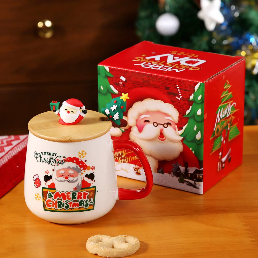 Thermostatic Cup Christmas Creative Cartoon Santa Claus Ceramic Cup Internet celebrity cute water cup souvenir