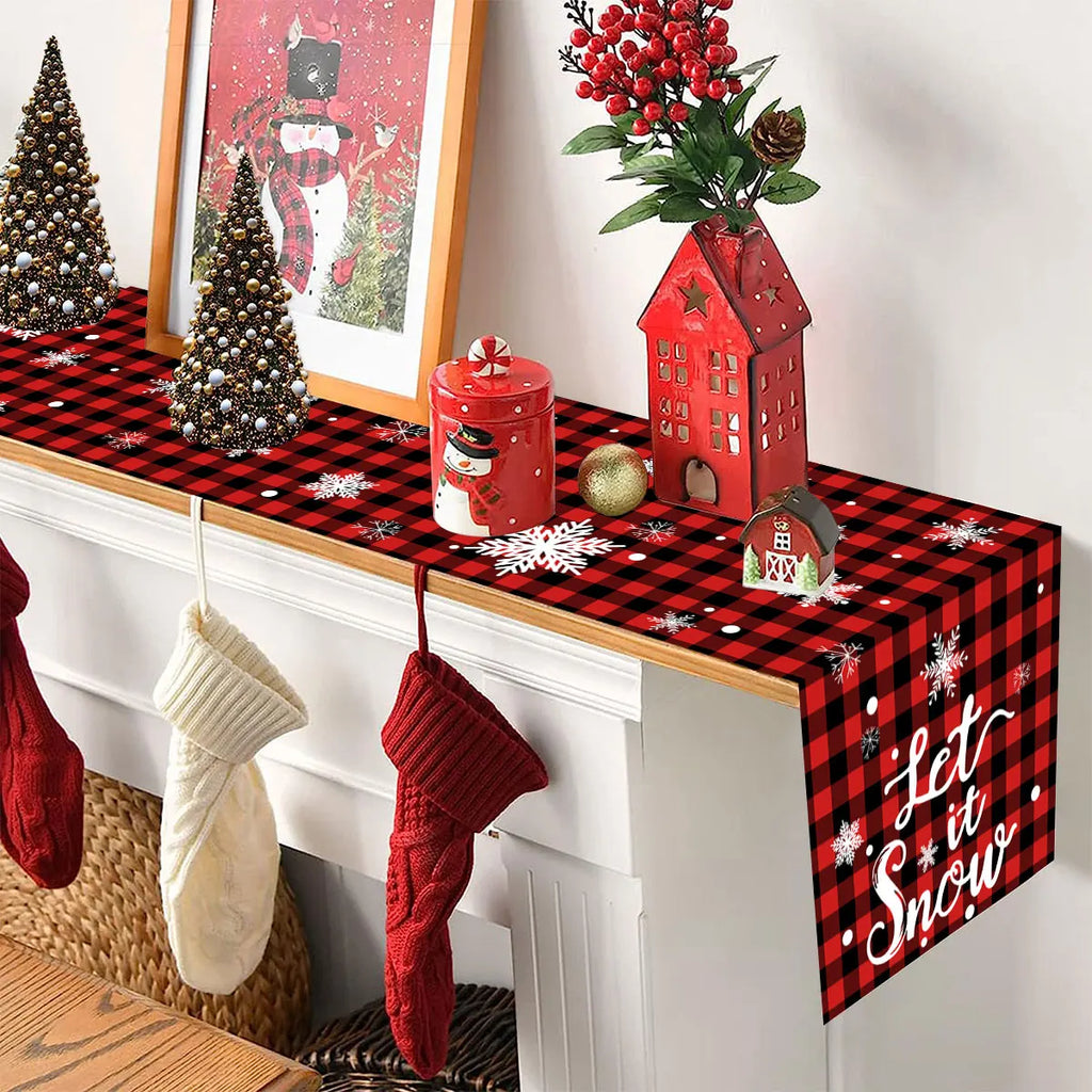 Christmas Table Runner Cloth Merry Christmas Decoration for Home 2025 Tablecloth Xmas Ornament Navidad Natal New Year Gift 2026