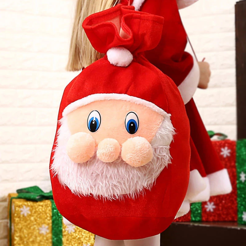 Big Capacity Xmas Santa Claus Backpack Drawstring Gift Bag Children Xmas Candy Bag Party Favors Bags Merry Christmas