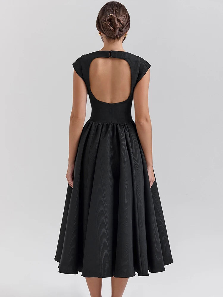 Spring and Summer Backless Round Neck Sleeveless Vest Dress Women French Niche Medium Long Dress