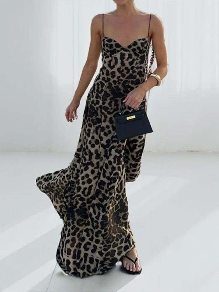 Leopard Print Camisole Dress New Spring Women's Clothing Style Elegant Fashionable Sexy Camisole Long Dress For Women