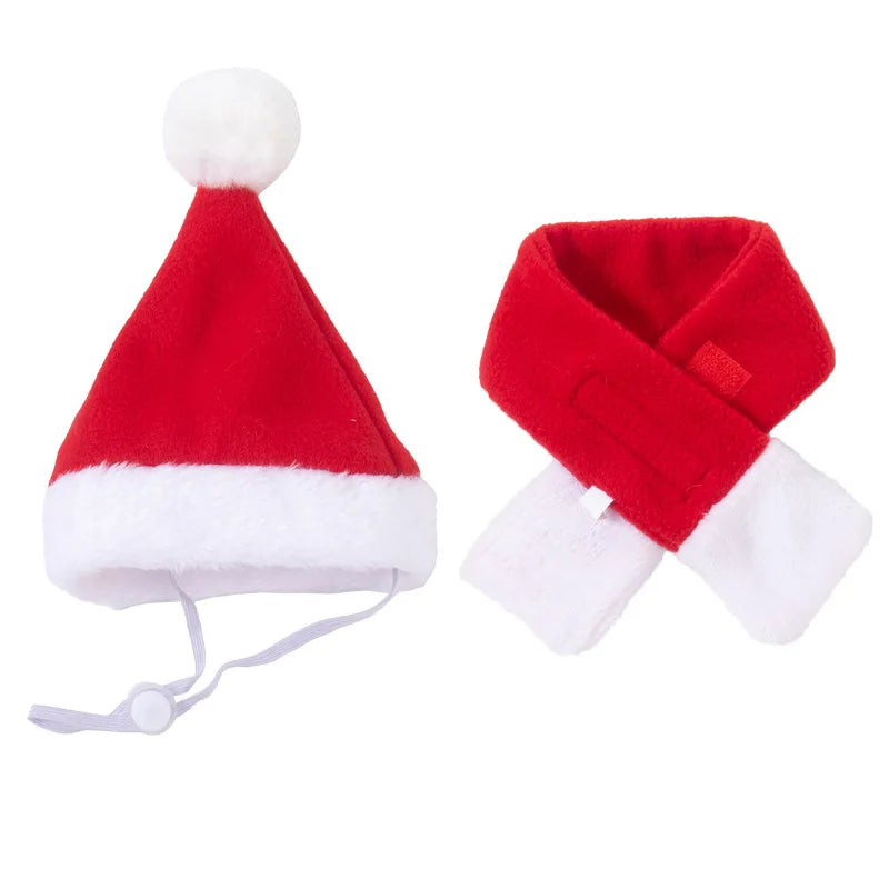 Christmas Hat  Pet Costume For Cat Dog Puppy Costumes Scarf Gift New Year Santa Winter Cosplay Halloween Dog Cat Supply