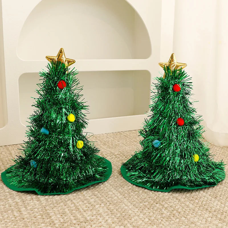 Christmas Hats Decorations Small Christmas Trees Shooting Setting Up Props Children's Adults' Headwear Hair Bands Accessories