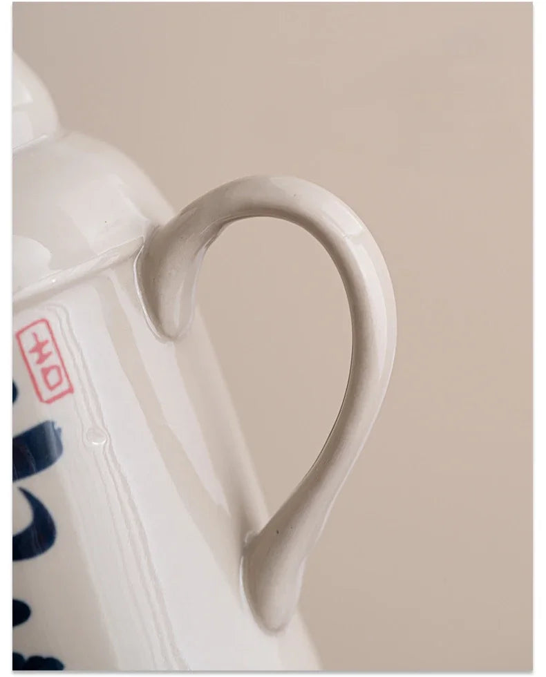 Ceramic Mugs with Cork Stopper Thermoses Handgrip Water Bottle Large Capacity Insulated Cup for Hot Tea Coffee Classic Drinkware