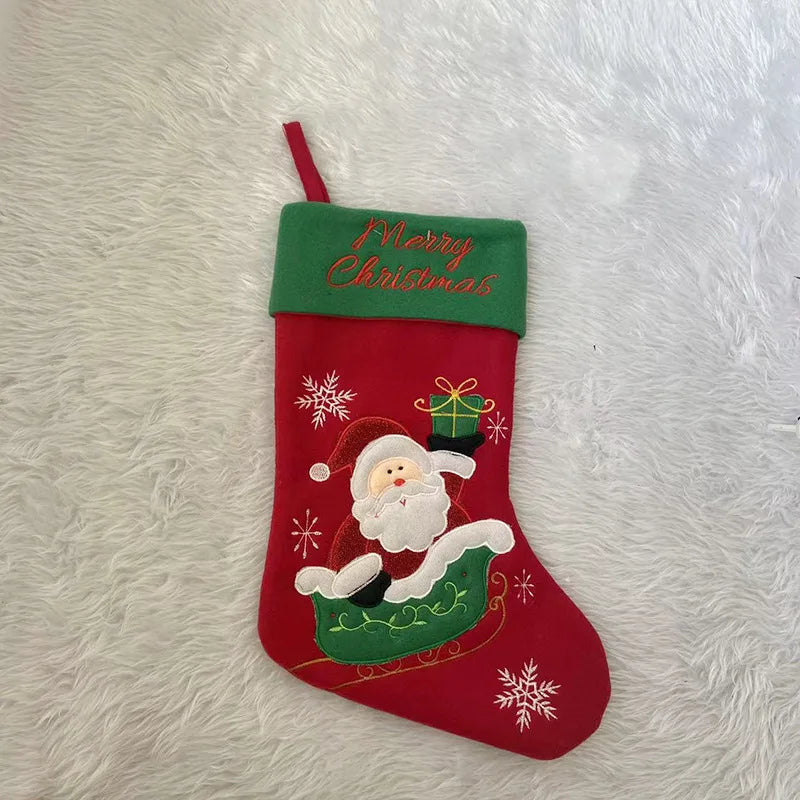 Cartoon Christmas Stockings Gift Bags - Santa/Snowman/Reindeer Prints | Cute Hanging Ornaments for Xmas Decor & Gift-Giving