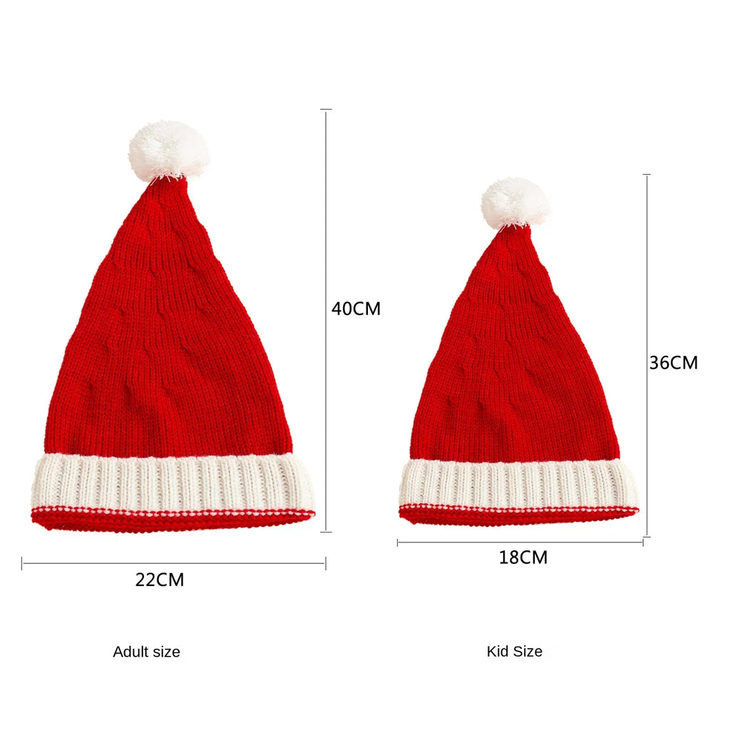 Christmas Knitted Hat Cute Pom Pom Adult Kids Soft Beanie Santa Hat New Year Party Kids Gift Navidad Noel Xmas Decoration