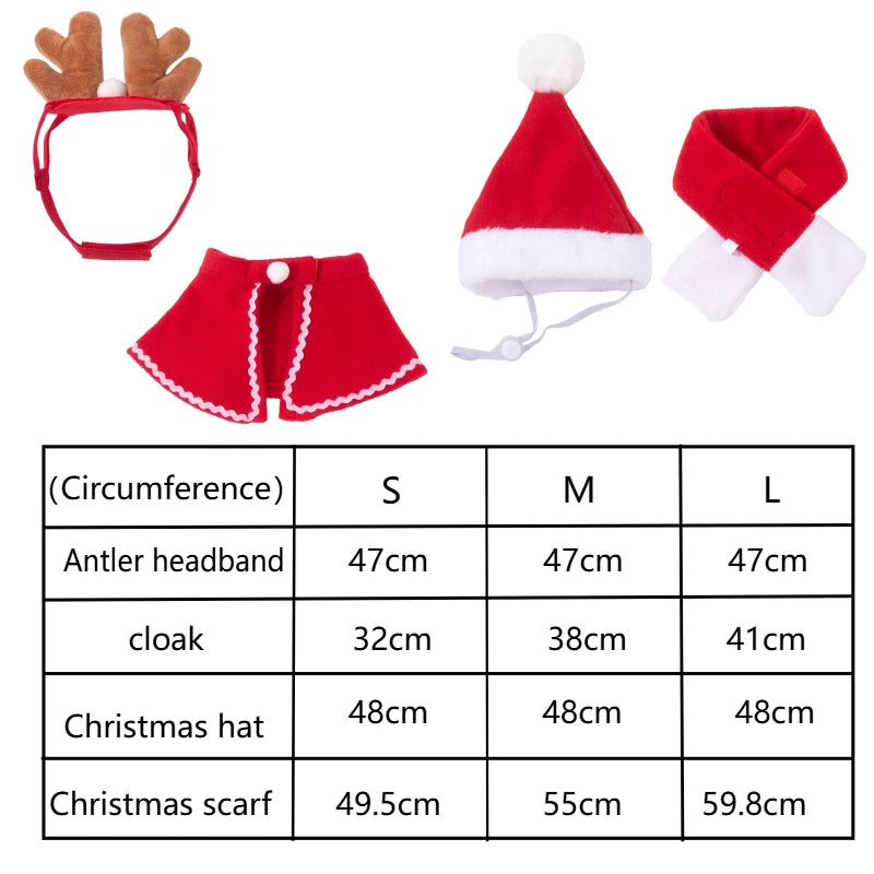 Christmas Hat  Pet Costume For Cat Dog Puppy Costumes Scarf Gift New Year Santa Winter Cosplay Halloween Dog Cat Supply