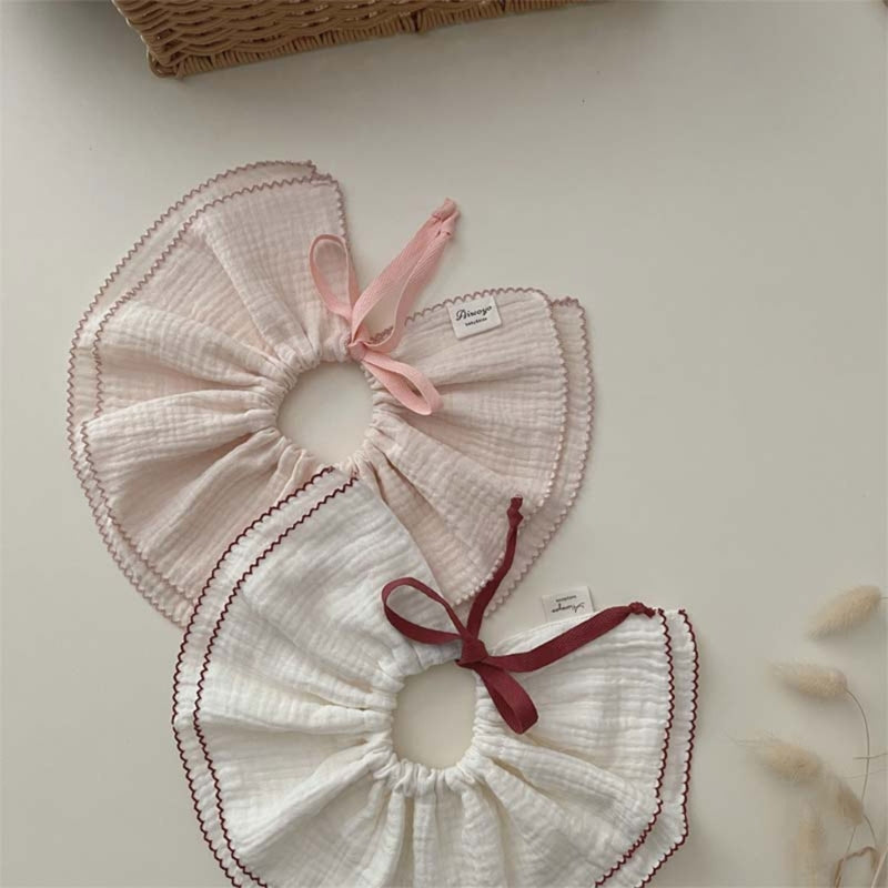 2Pcs Baby Bibs Newborn Drooling Bib Cotton Burp Cloths with Adjustable Drawstring Infant Teething Bib Feeding Towel A2UB