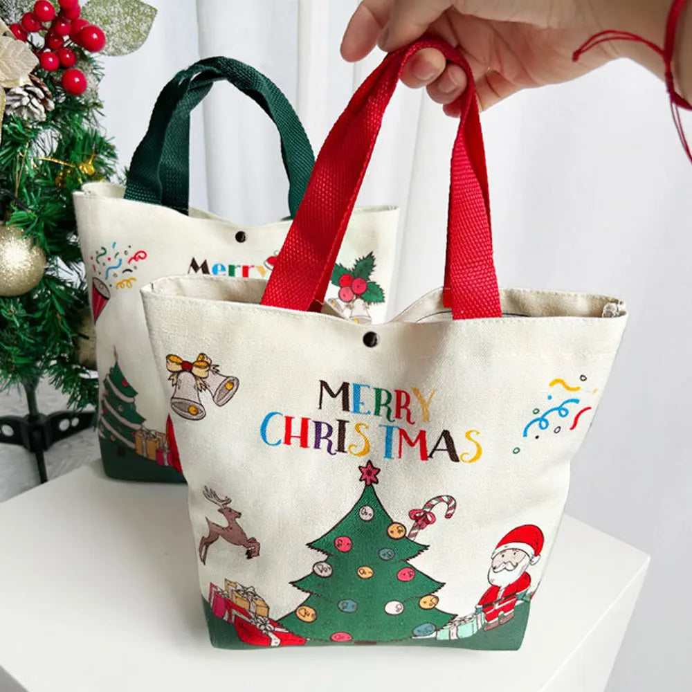 Christmas Gift Bag Cartoon Santa Claus Elk Xmas Tree Handheld Canvas Bag Merry Christmas Decor Natal Navidad Happy New Year 2026