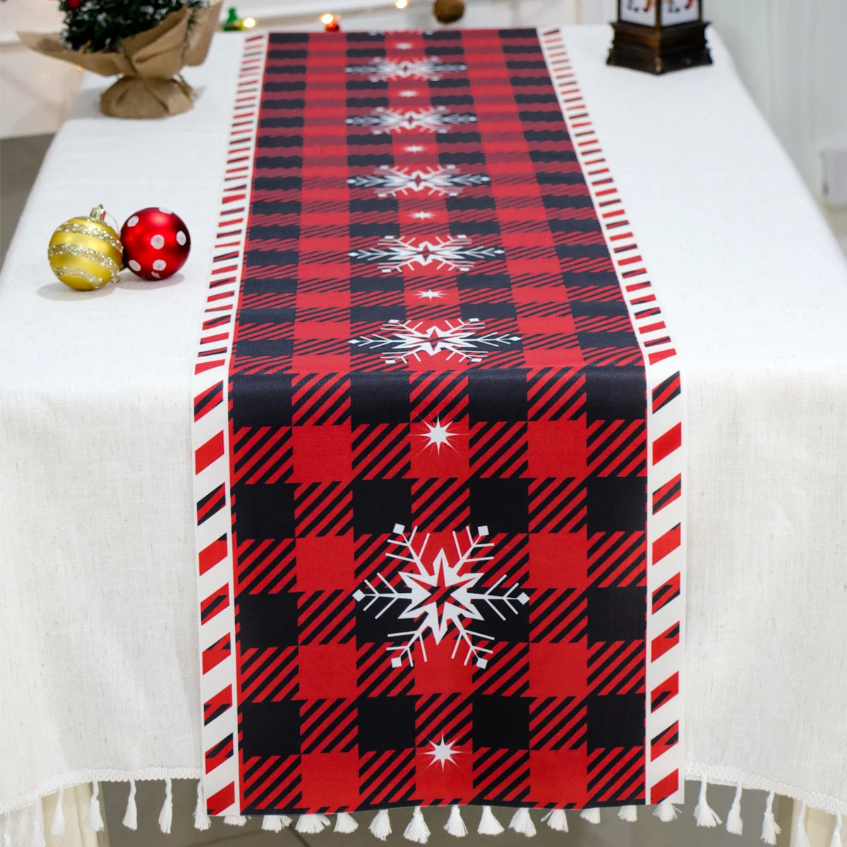 Christmas Table Runner Cloth Merry Christmas Decoration for Home 2025 Tablecloth Xmas Ornament Navidad Natal New Year Gift 2026