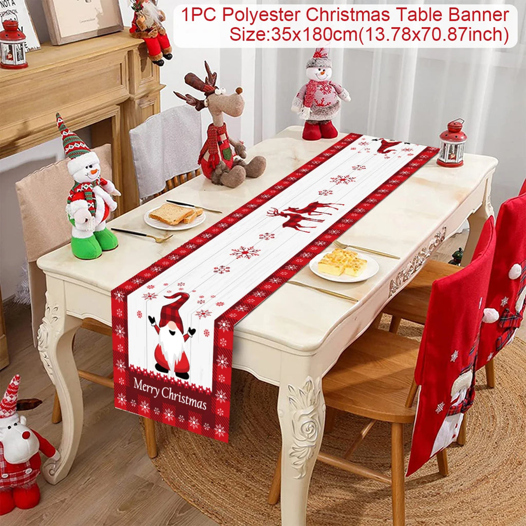 Christmas Table Runner Cloth Merry Christmas Decoration for Home 2025 Tablecloth Xmas Ornament Navidad Natal New Year Gift 2026