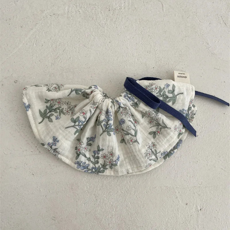 4Layers Cotton Gauze Baby Bibs Toddlers Newborns Printing Ruffle Feeding Burp Cloths Apron Baby Saliva Towel Drool Bib