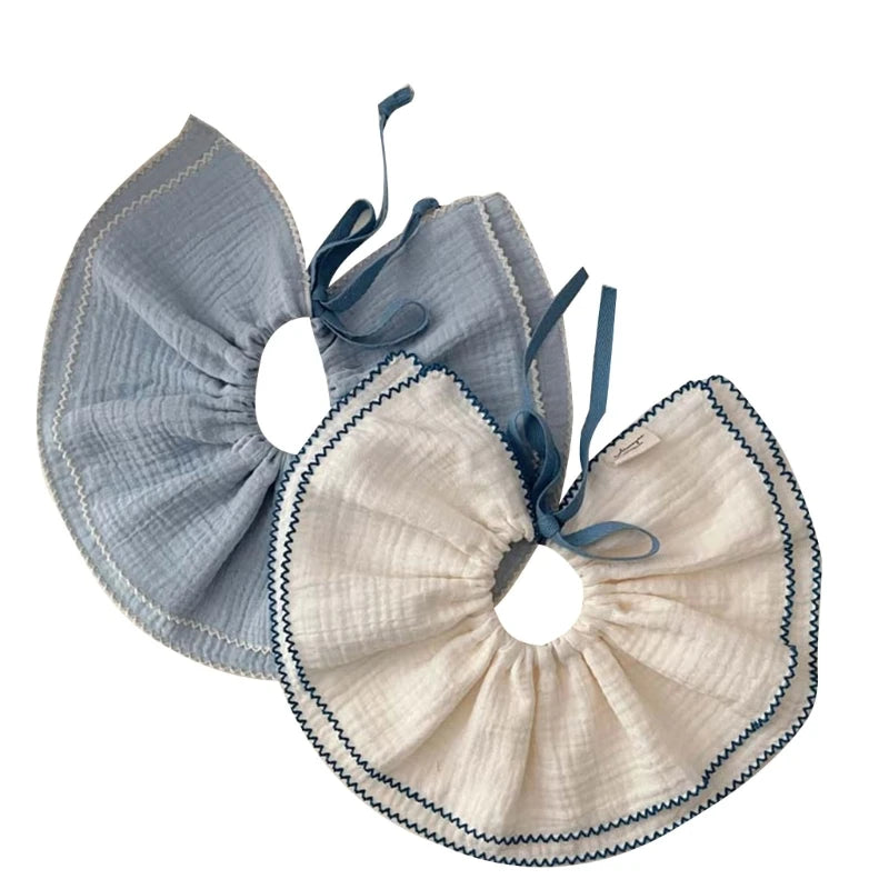 2Pcs Baby Bibs Newborn Drooling Bib Cotton Burp Cloths with Adjustable Drawstring Infant Teething Bib Feeding Towel A2UB