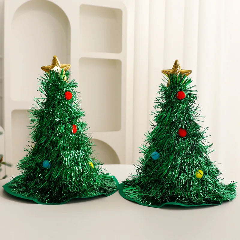 Christmas Hats Decorations Small Christmas Trees Shooting Setting Up Props Children's Adults' Headwear Hair Bands Accessories