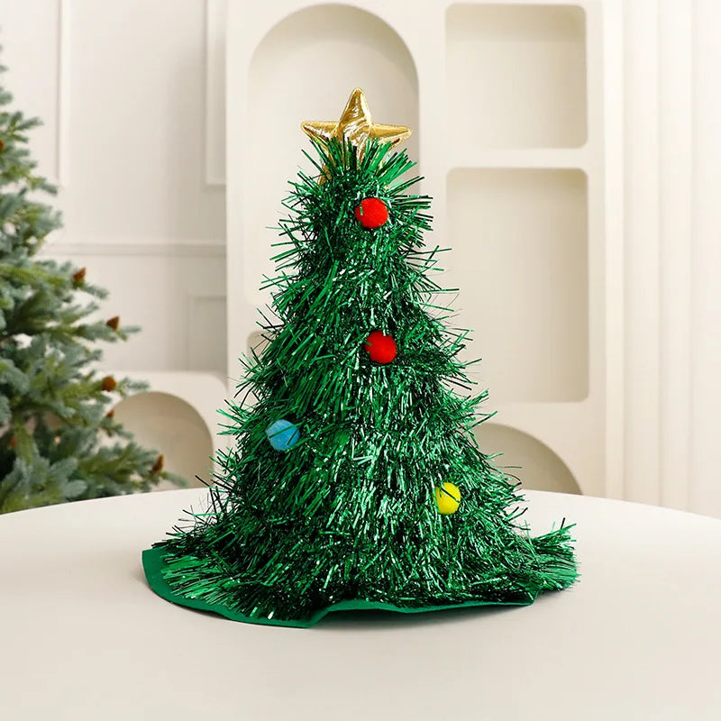 Christmas Hats Decorations Small Christmas Trees Shooting Setting Up Props Children's Adults' Headwear Hair Bands Accessories