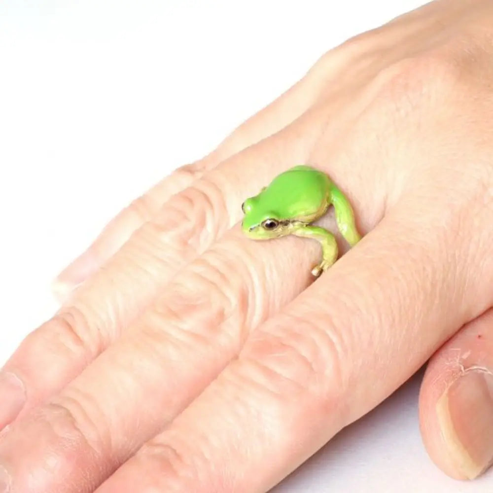 Fashion Green Frog Open Rings For Women Men Metal Cute Animal Adjustable Finger Ring Jewelry Birthday Party Gifts For Women