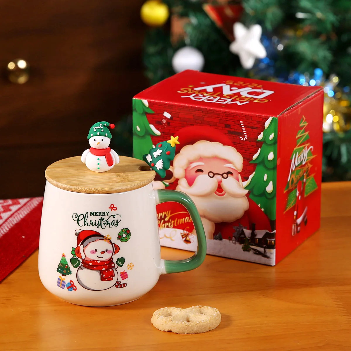 Thermostatic Cup Christmas Creative Cartoon Santa Claus Ceramic Cup Internet celebrity cute water cup souvenir