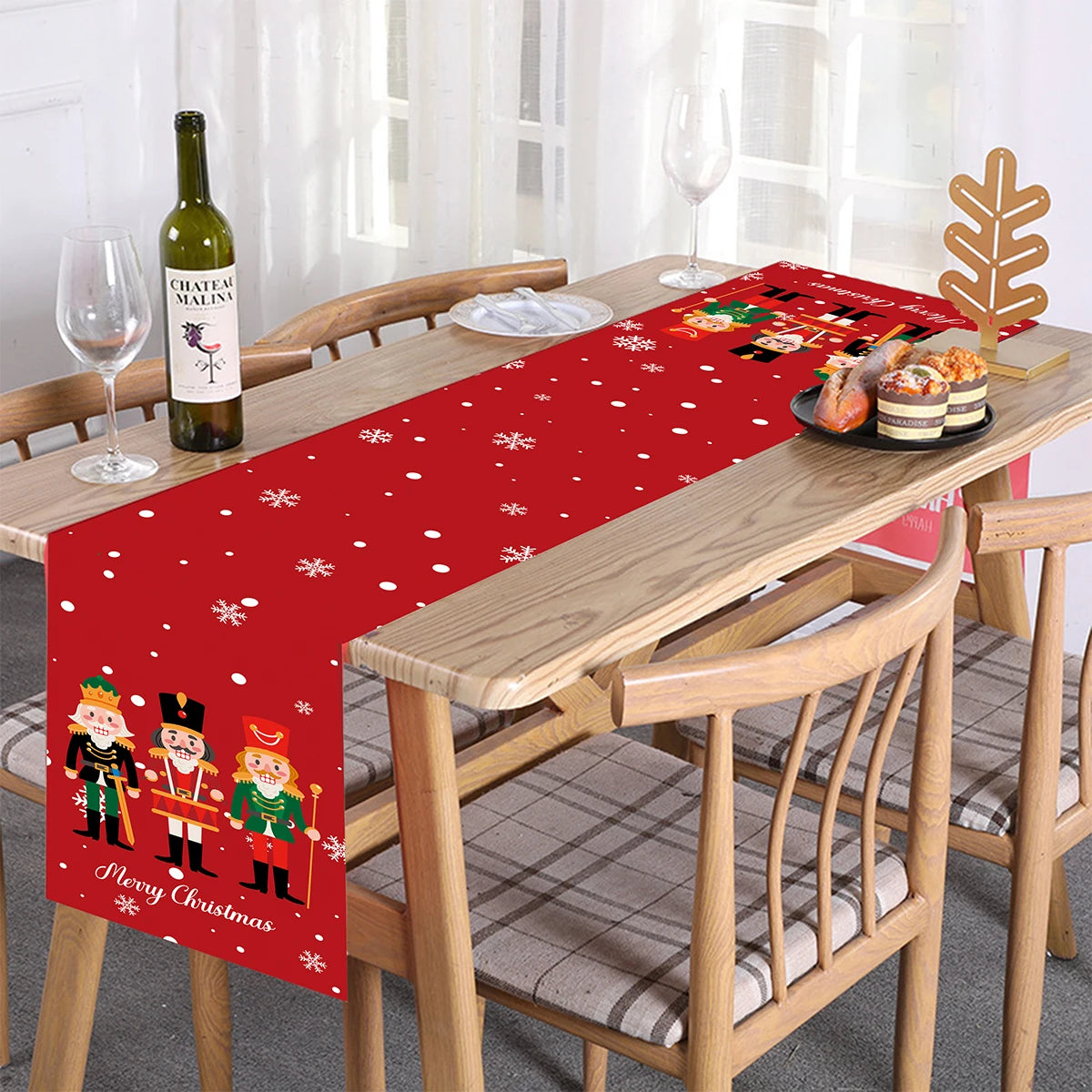 Christmas Table Runner Cloth Merry Christmas Decoration for Home 2025 Tablecloth Xmas Ornament Navidad Natal New Year Gift 2026