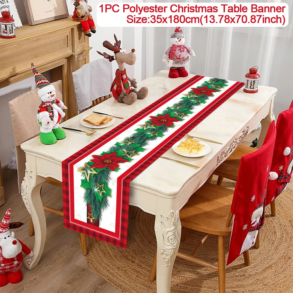 Christmas Table Runner Cloth Merry Christmas Decoration for Home 2025 Tablecloth Xmas Ornament Navidad Natal New Year Gift 2026