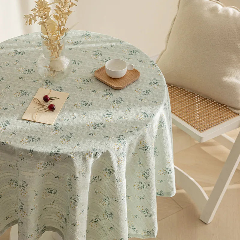 Korean Style Daisy Cotton Floral Lace Tablecloth,Tea Table Decoration,Rectangle Table Cover For Kitchen Wedding Dining Room