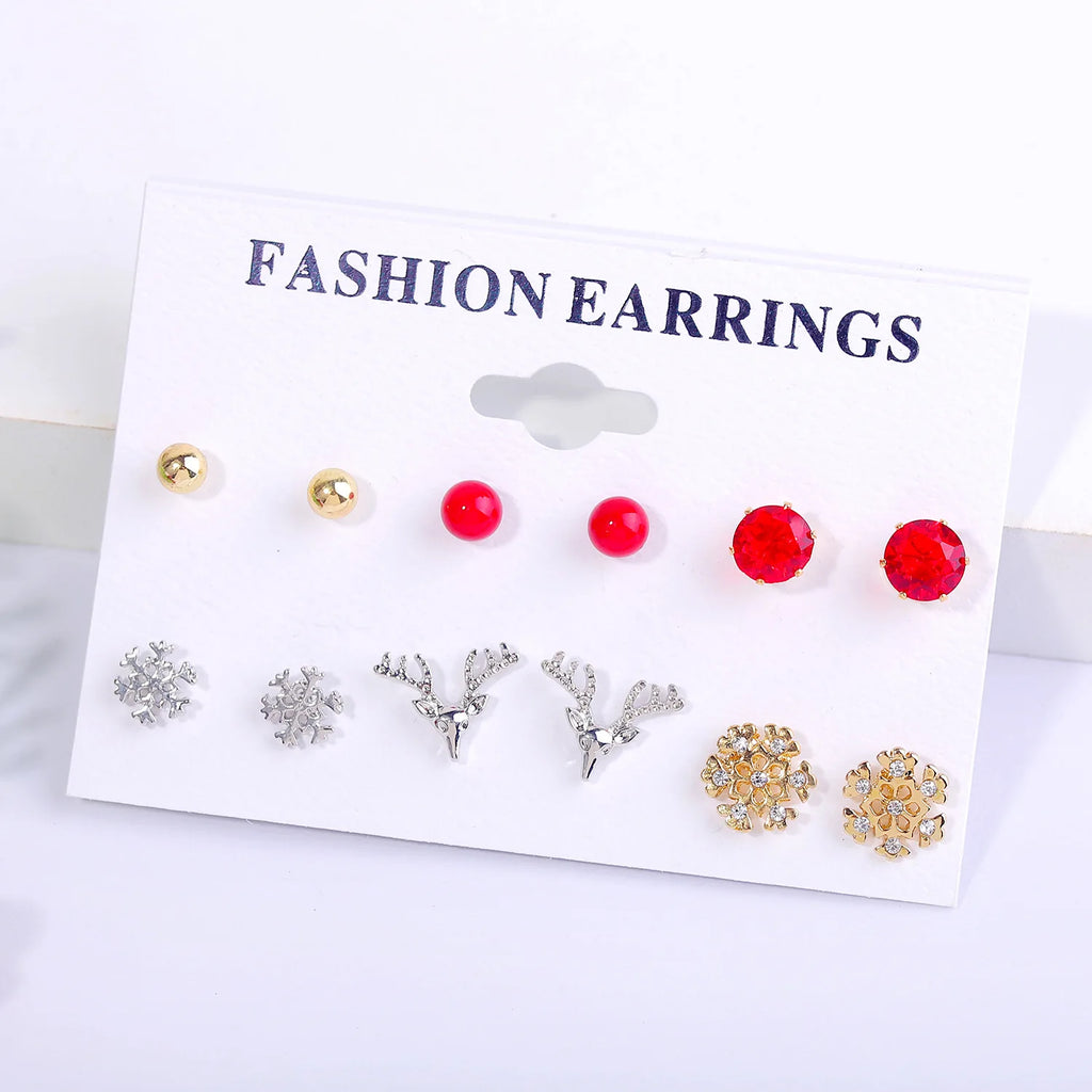 Christmas Holiday Drop Earrings Rhinestone Imitation Pearl Snowflake Xmas Tree Star Bell Dangle Party Jewelry Gift For Women Men