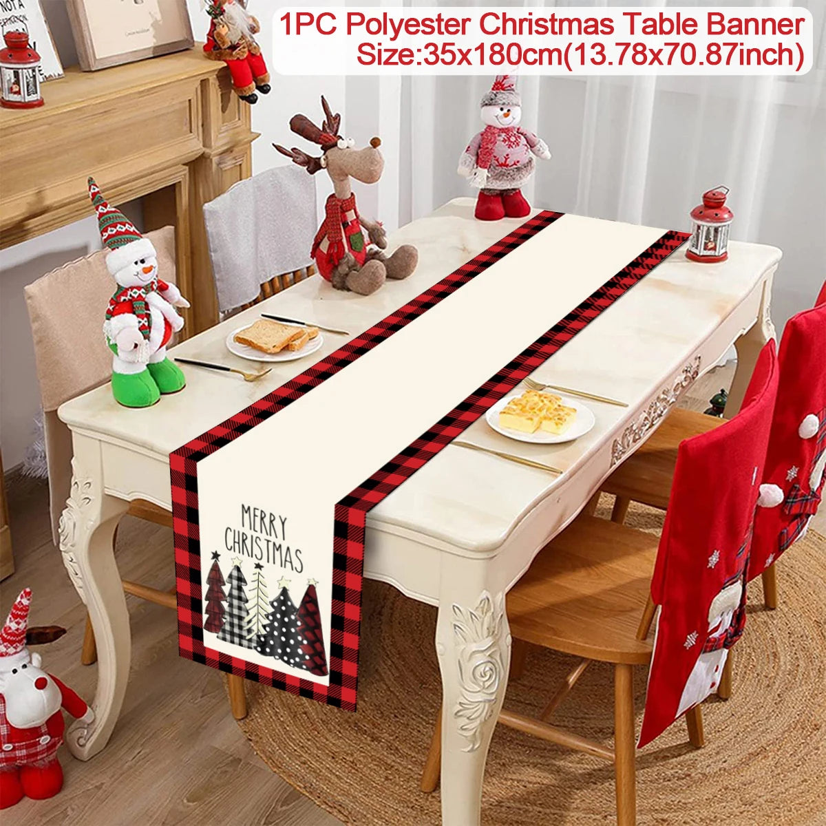 Christmas Table Runner Cloth Merry Christmas Decoration for Home 2025 Tablecloth Xmas Ornament Navidad Natal New Year Gift 2026