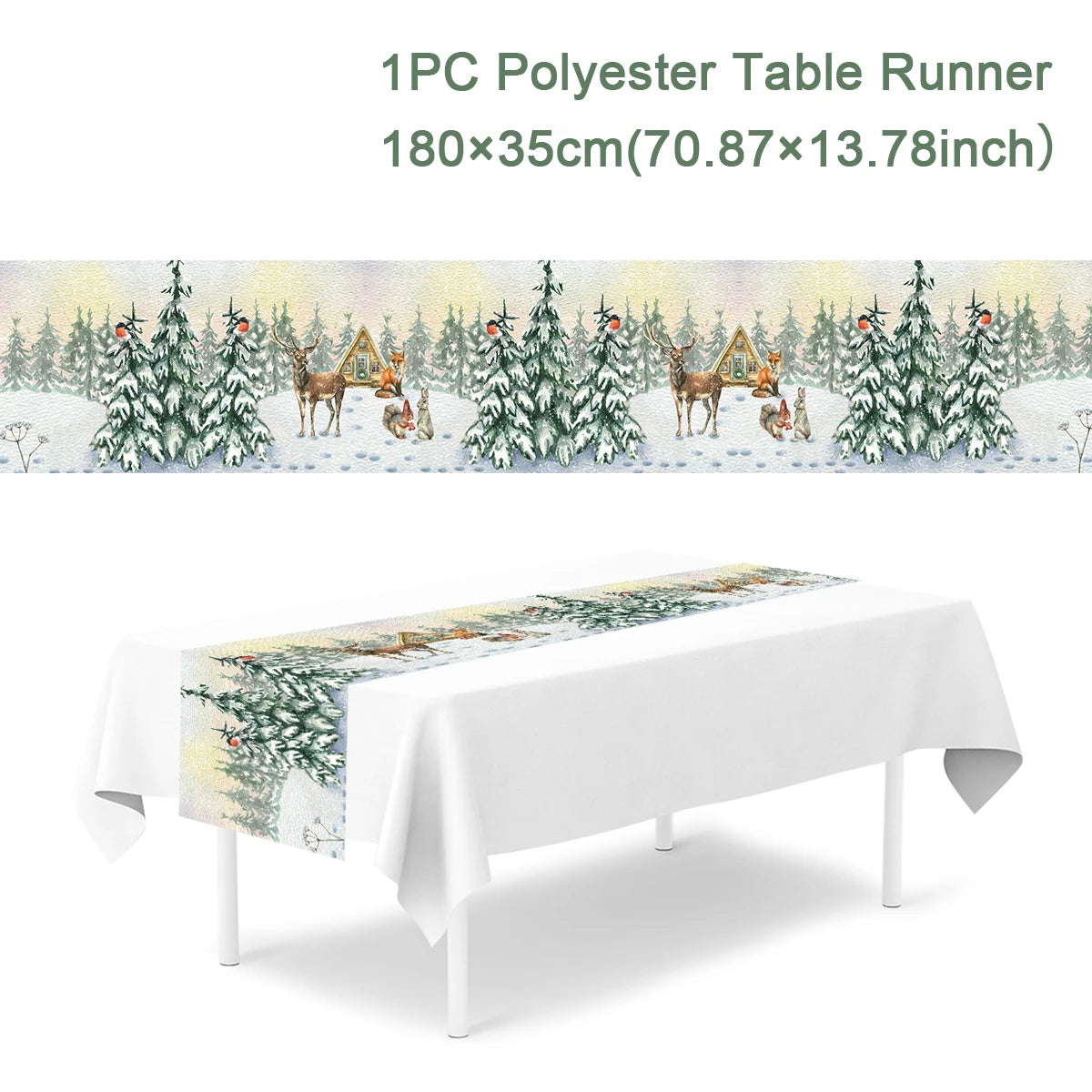 Christmas Table Runner Cloth Merry Christmas Decoration for Home 2025 Tablecloth Xmas Ornament Navidad Natal New Year Gift 2026