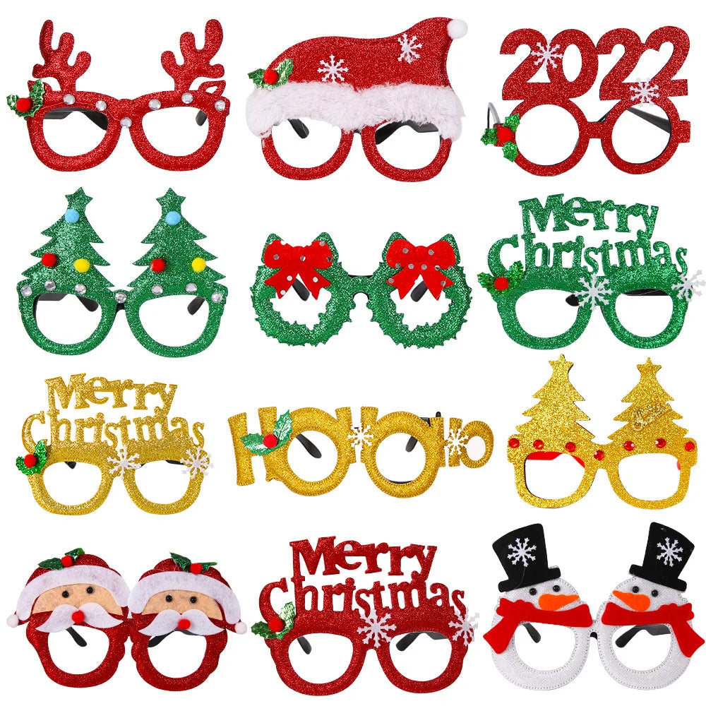 Christmas Decorations,Christmas Glasses for Children,Christmas Ornaments,Santa Claus,Snowman Antlers Glasses Frames