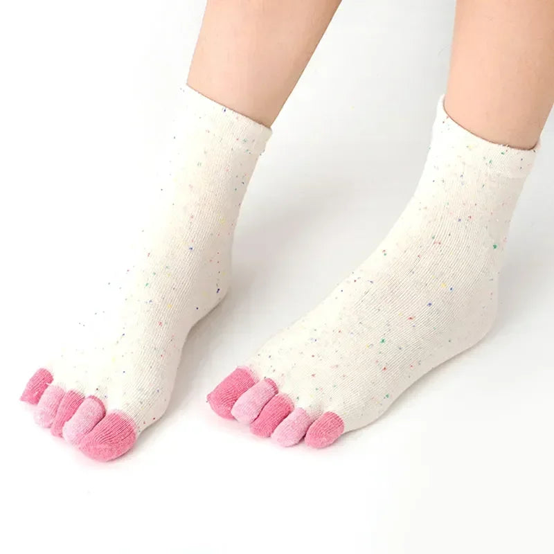 12 Candy Colors Five Finger Socks Casual Cute Individual Breathable Women Toe Socking Party Birthday Gift One-Size Women Socks