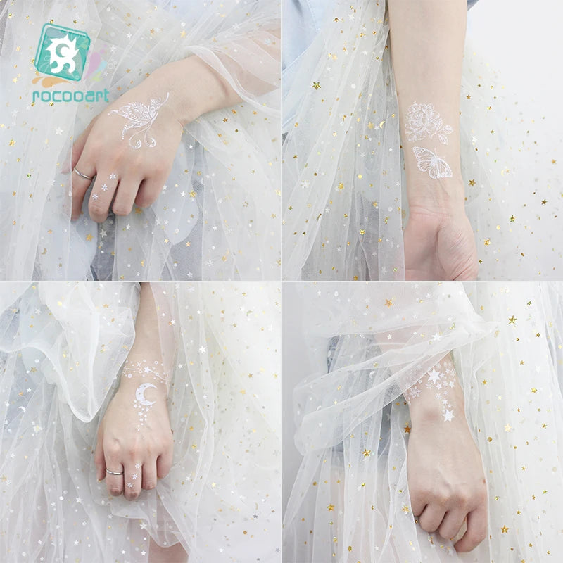 Sexy Tribal Lace Lotus Glow In The Dark Fake Tattoo,Blue Luminous Mandala Flower Temporary Henna Tattoos For Women Girls Hands