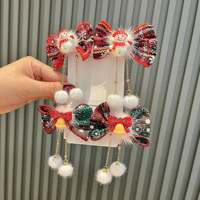 Christmas hat hair clip snowman hair clip cute reindeer snowflake hair accessory