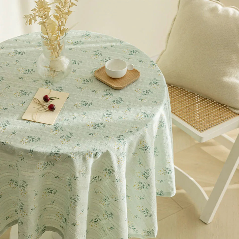 Korean Style Daisy Cotton Floral Lace Tablecloth,Tea Table Decoration,Rectangle Table Cover For Kitchen Wedding Dining Room