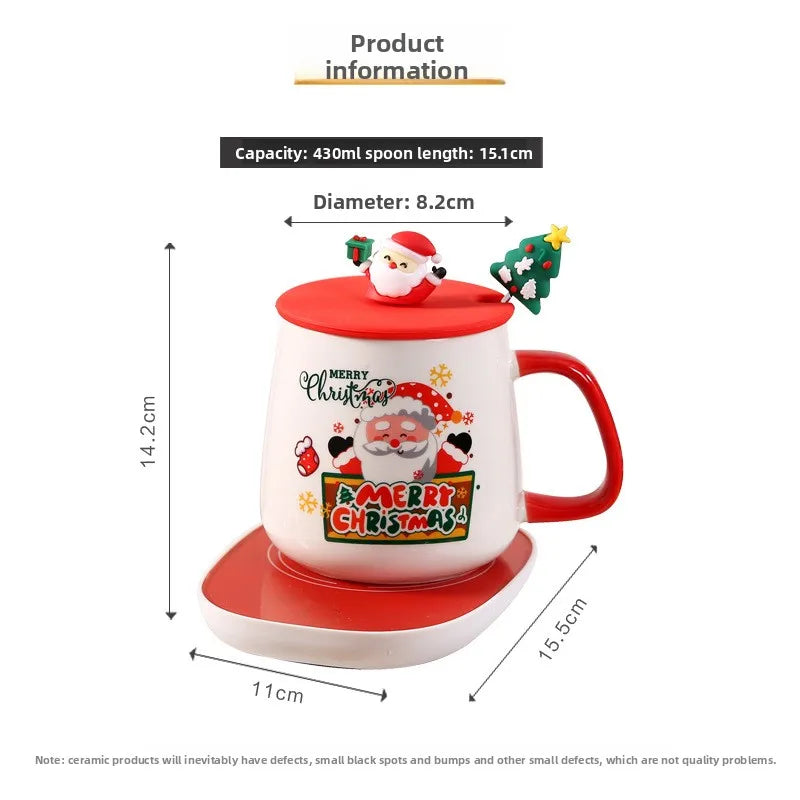Thermostatic Cup Christmas Creative Cartoon Santa Claus Ceramic Cup Internet celebrity cute water cup souvenir