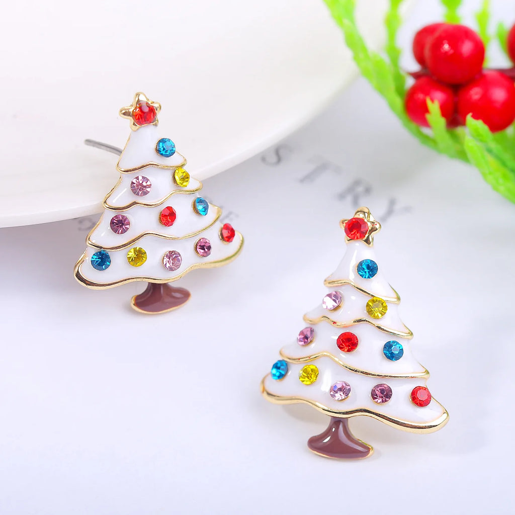 Christmas Holiday Drop Earrings Rhinestone Imitation Pearl Snowflake Xmas Tree Star Bell Dangle Party Jewelry Gift For Women Men