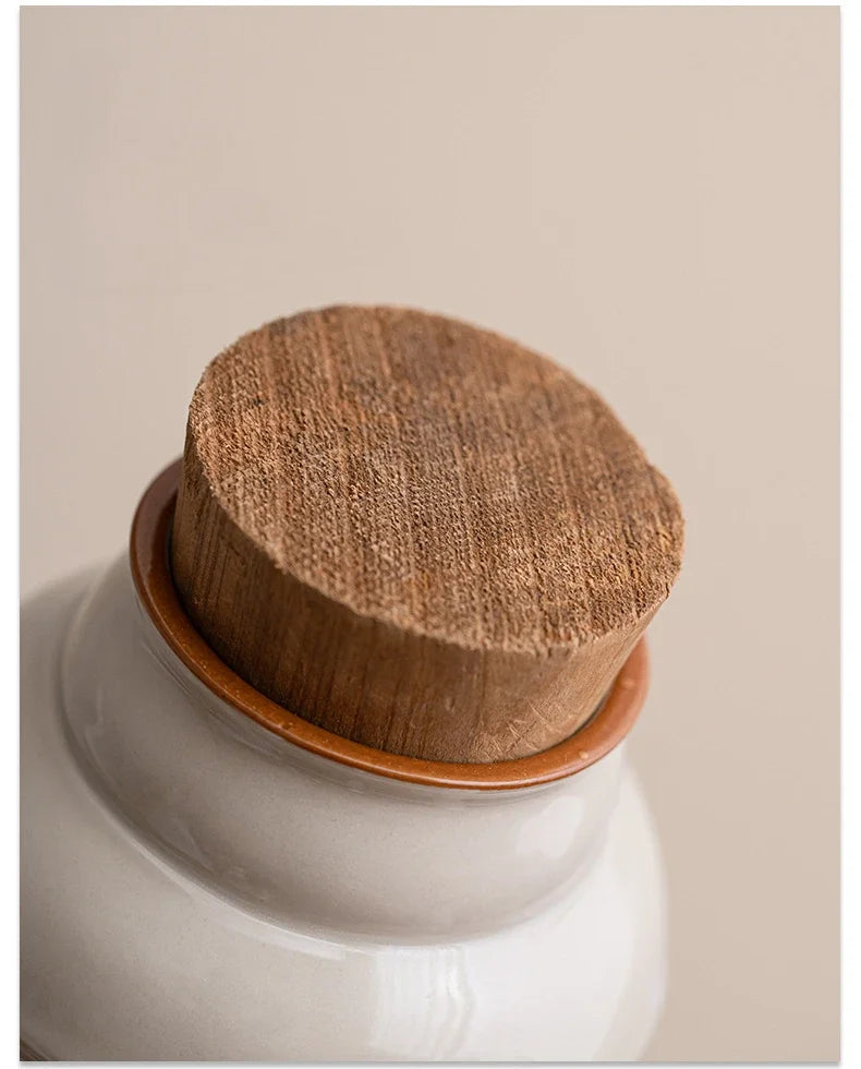 Ceramic Mugs with Cork Stopper Thermoses Handgrip Water Bottle Large Capacity Insulated Cup for Hot Tea Coffee Classic Drinkware