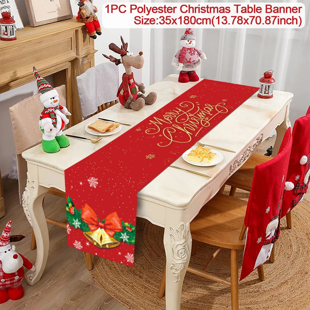 Christmas Table Runner Cloth Merry Christmas Decoration for Home 2025 Tablecloth Xmas Ornament Navidad Natal New Year Gift 2026