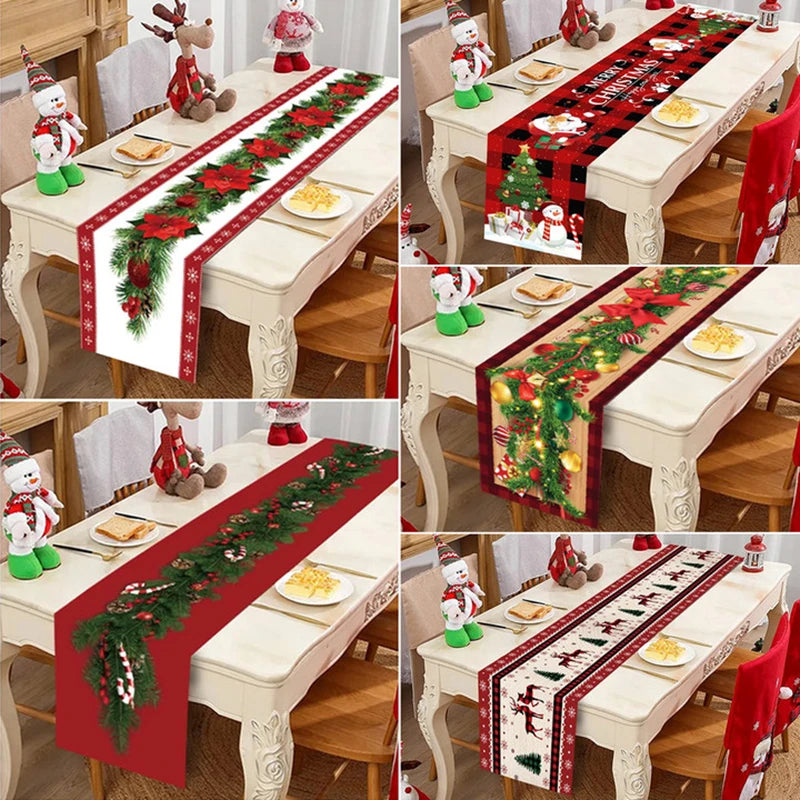 Christmas Table Runner Cloth Merry Christmas Decoration for Home 2025 Tablecloth Xmas Ornament Navidad Natal New Year Gift 2026