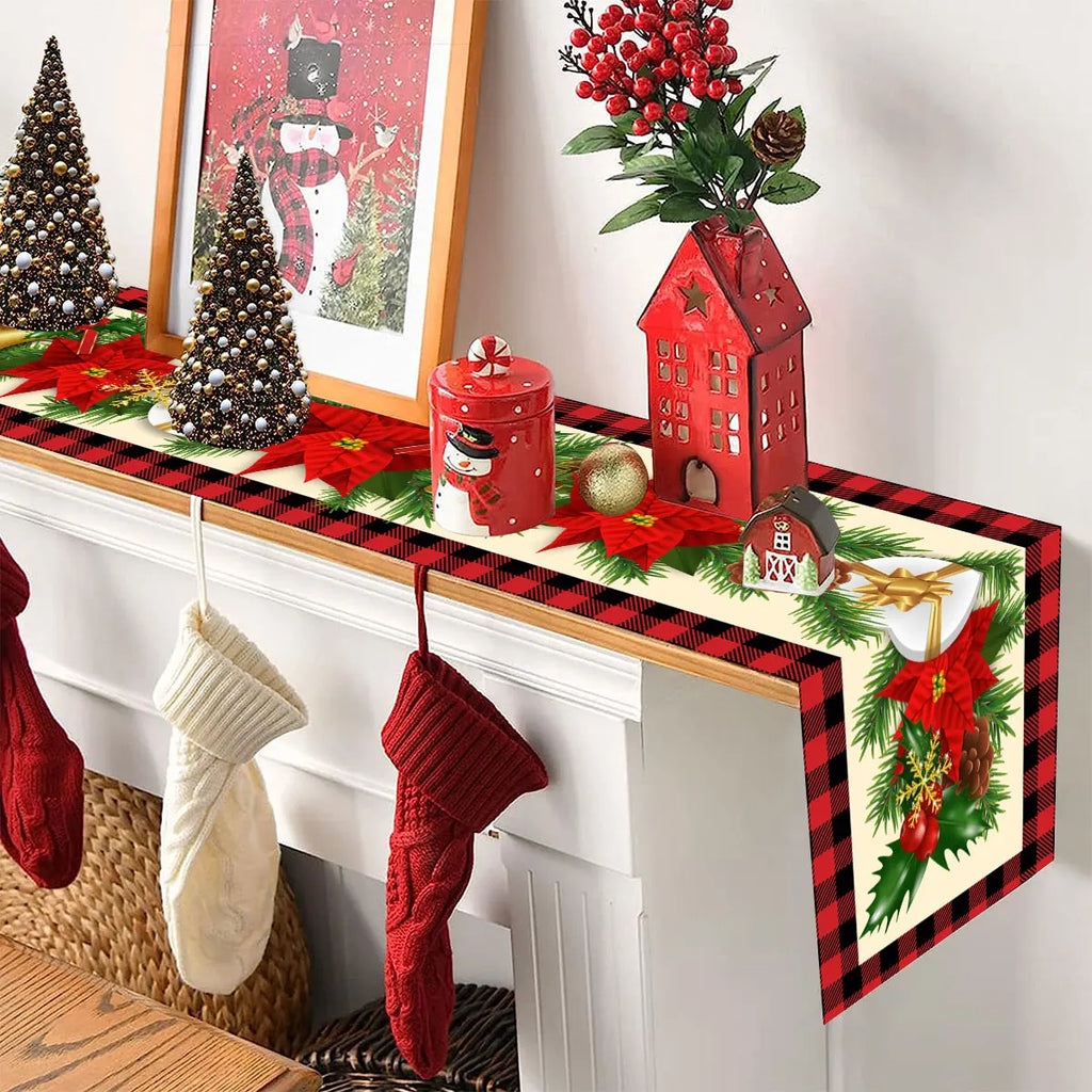Christmas Table Runner Cloth Merry Christmas Decoration for Home 2025 Tablecloth Xmas Ornament Navidad Natal New Year Gift 2026