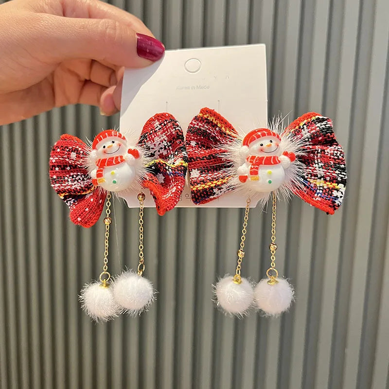 Christmas hat hair clip snowman hair clip cute reindeer snowflake hair accessory