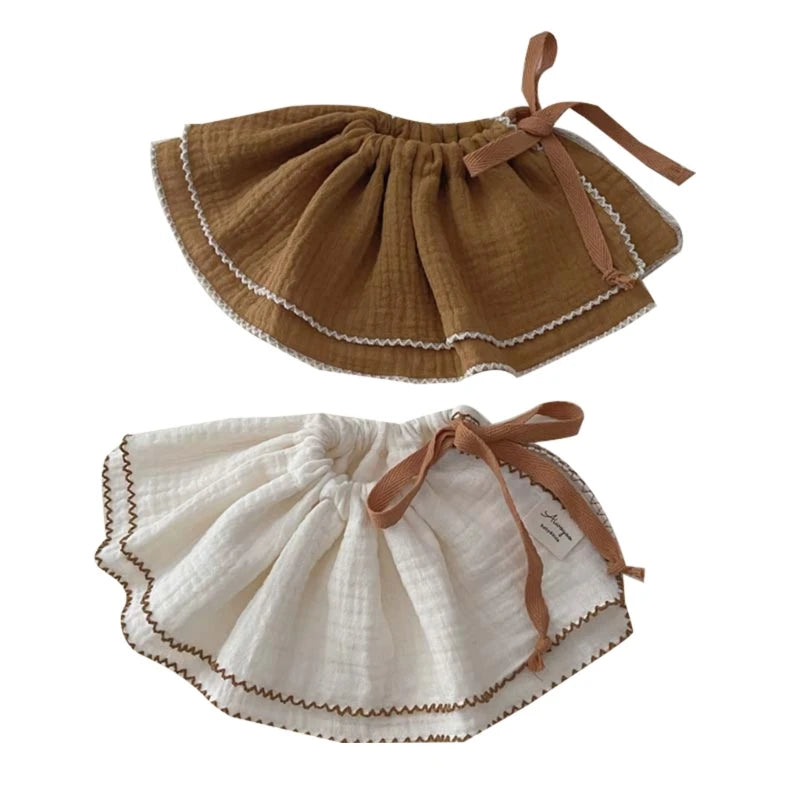 2Pcs Baby Bibs Newborn Drooling Bib Cotton Burp Cloths with Adjustable Drawstring Infant Teething Bib Feeding Towel A2UB