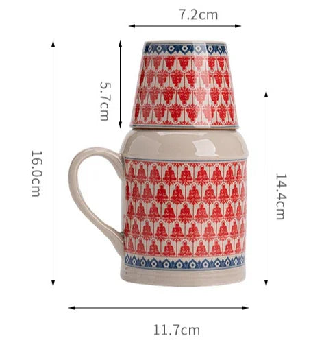 Ceramic Mugs with Cork Stopper Thermoses Handgrip Water Bottle Large Capacity Insulated Cup for Hot Tea Coffee Classic Drinkware