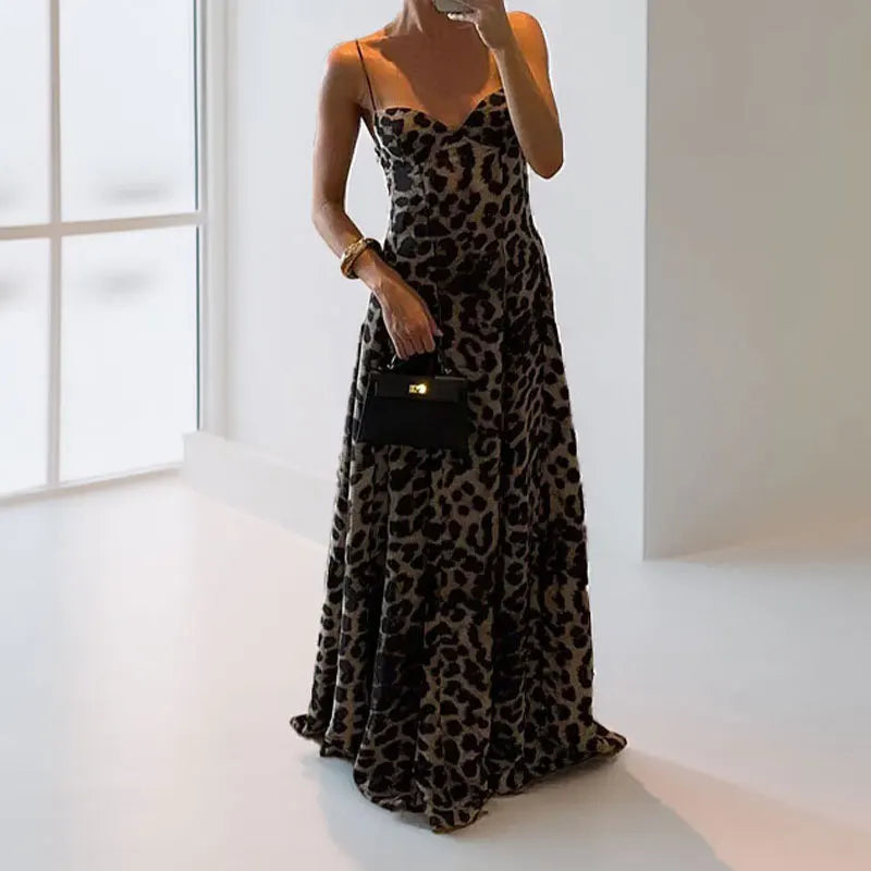 Leopard Print Camisole Dress New Spring Women's Clothing Style Elegant Fashionable Sexy Camisole Long Dress For Women