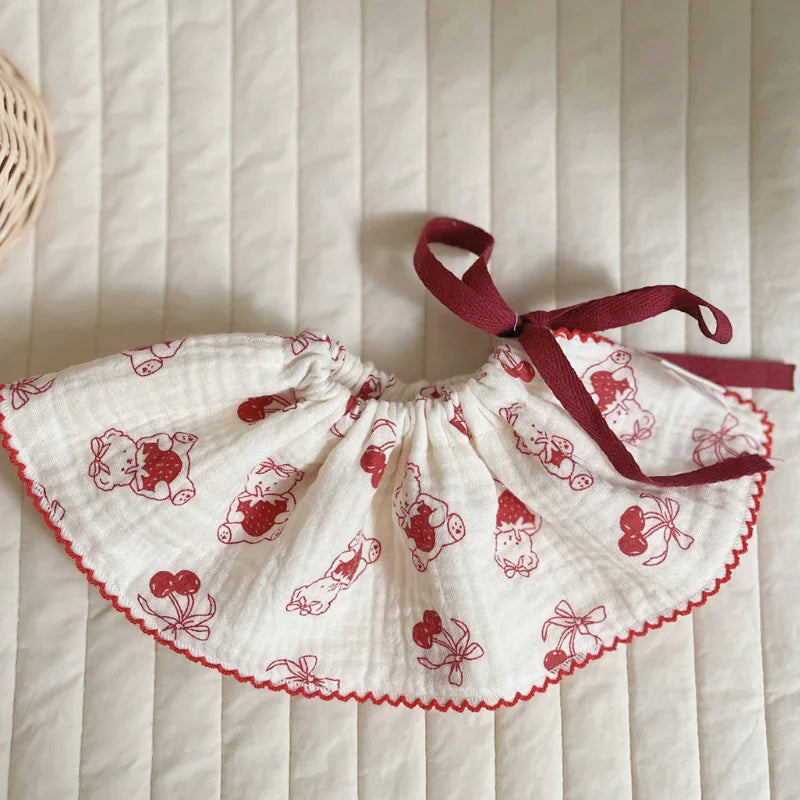 4Layers Cotton Gauze Baby Bibs Toddlers Newborns Printing Ruffle Feeding Burp Cloths Apron Baby Saliva Towel Drool Bib